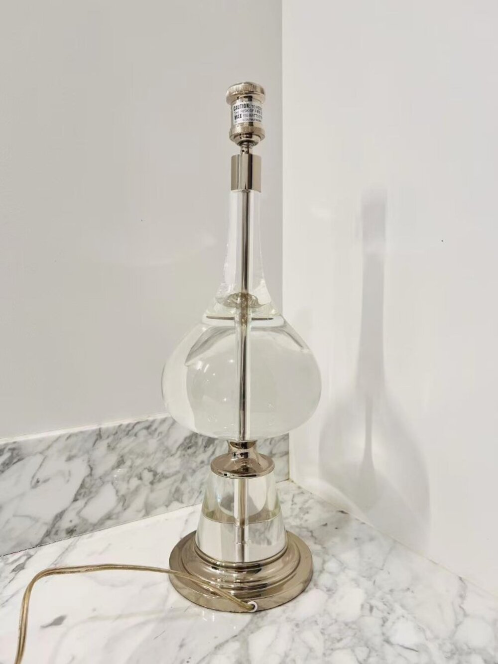 Brand New Discontinued Jonathan Adler Solid Crystal Modern Table Lamp Base